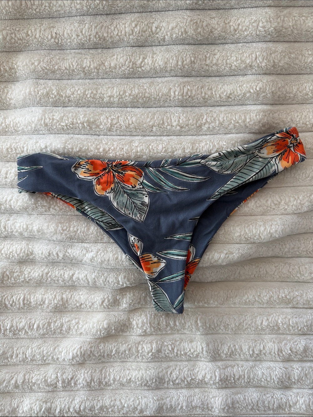 Midori Navy Bikini Bottom with Orange Floral Print